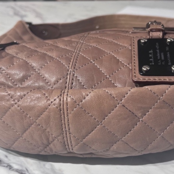 Vintage Y2K L.A.M.B By Gwen Stefani Hobo Bag Cool Tan Super Soft Quilted Leather - Picture 11 of 11